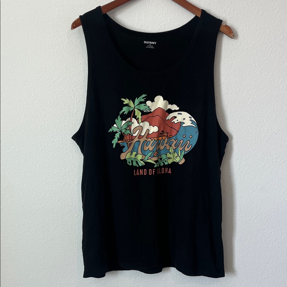 Old Navy Black Tropical Hawaii Tank Top